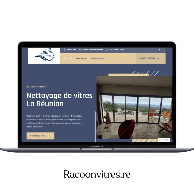 Création de site web pour Racoon Vitres — Nettoyage de vitres | Weboccitanie